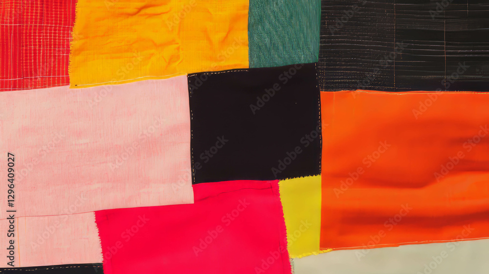 Aufkleber vibrant patchwork fabric background with colorful textures for creative design projects