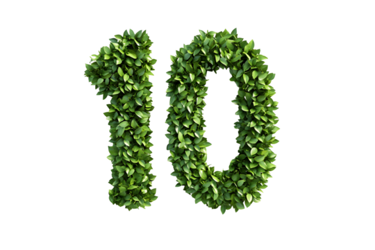 Green Leaves Form Number Ten, Transparent Background