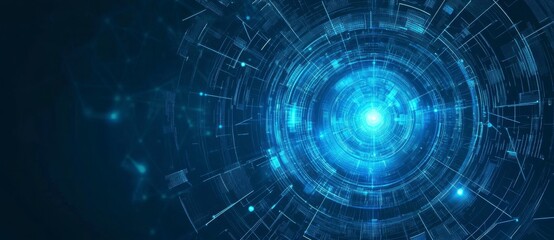 Abstract Digital Technology Background with Circular Patterns and Glow