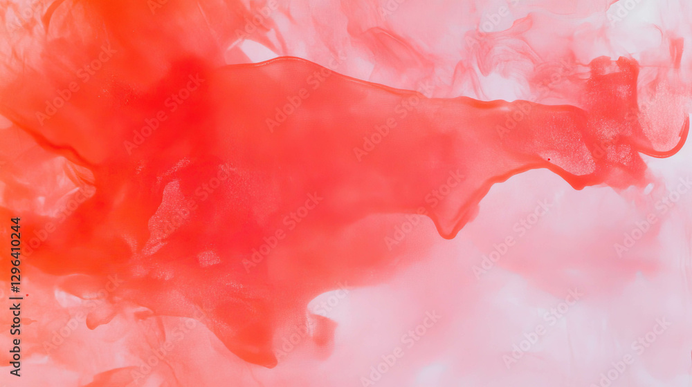 Poster abstract red ink blot on light background for artistic design