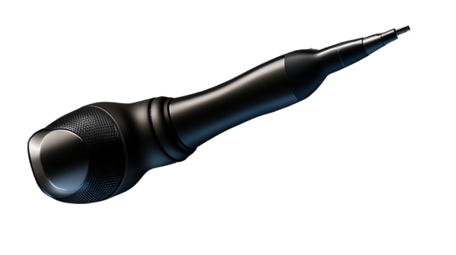 High-Tech Ultrasound Device: A sleek, modern black ultrasound device, its ergonomic design hinting at advanced medical technology, lies isolated against a clean backdrop.