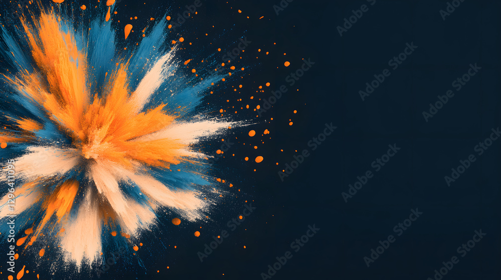 Poster Dynamic abstract art colorful paint splash against dark visual design