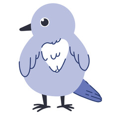 Cute bright bird. Vector illustration of a feathered bird in spring. Isolated on a white background. Cute cartoon picture for a postcard