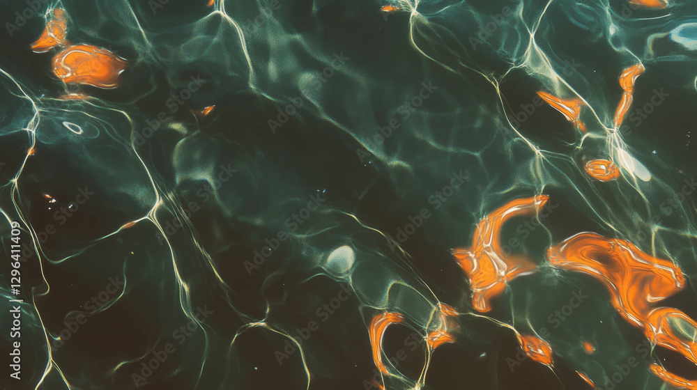 Poster Polished obsidian texture with fluid light patterns for abstract design