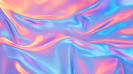 Obraz premium Iridescent satin fabric texture with vibrant gradient design for creative backgrounds