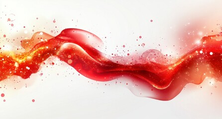 Abstract Red Wave with Glitter and Sparkle on Light Background