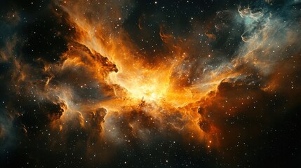 Fiery Nebula Cosmic Cloud Space Background
