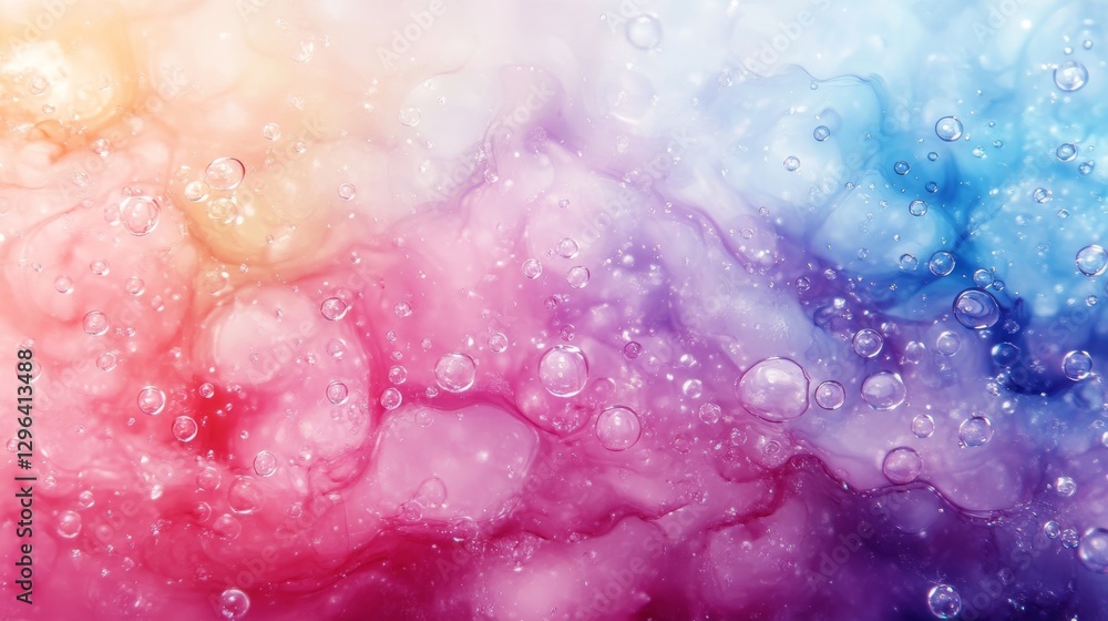 Poster abstract colorful fluid art with bubbles creates an interesting visual texture