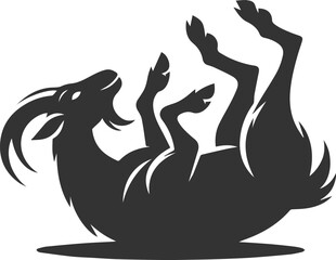 Goat rolling on the ground animal silhouette vector