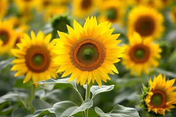 Fototapeta premium Field of sunflowers in full bloom joy and positivity