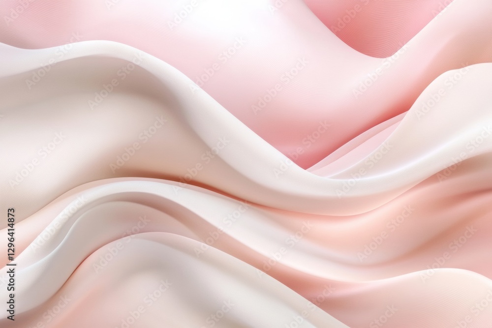Poster elegant fabric draped softly in shades of pink and white, showcasing gentle curves and flowing textu