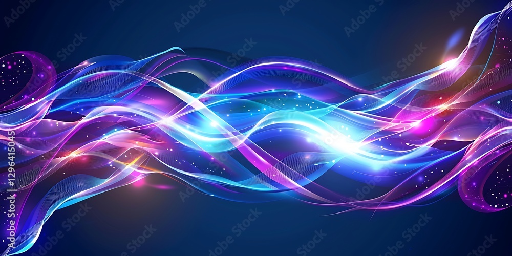 Poster abstract energy waves: a vibrant display of abstract energy waves, painted with neon hues, creating 