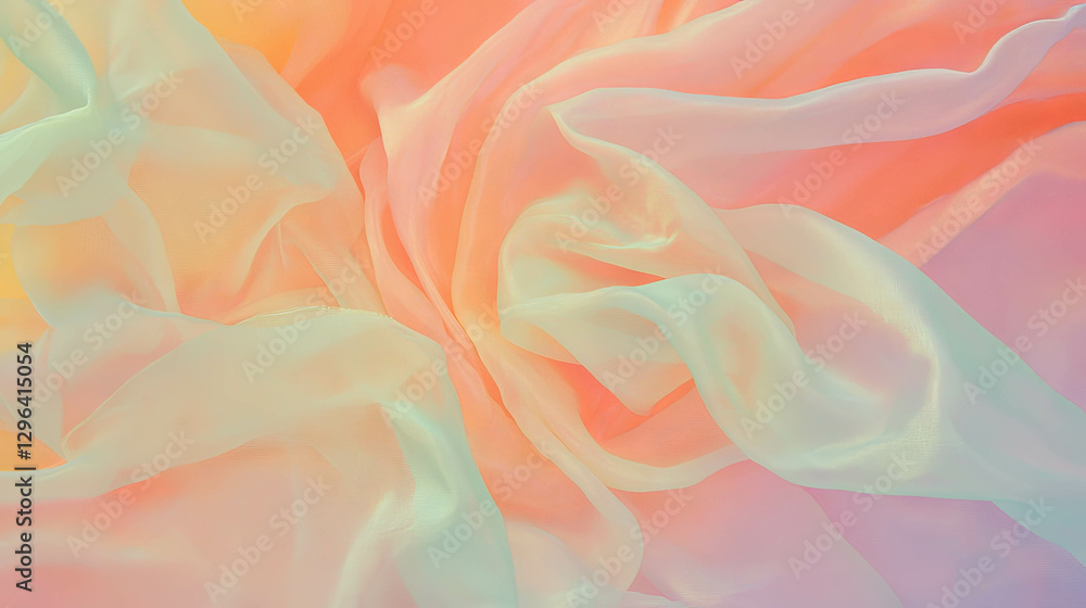 Poster elegant soft chiffon fabric texture flowing in pastel colors for design and decor