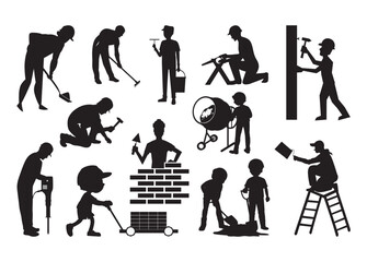 Construction Worker #2 vector, Construction Worker clipart, Construction Worker silhouette.