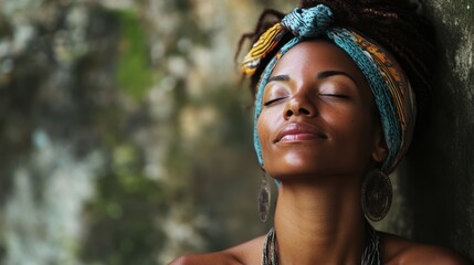 A serene portrait, where a person exudes inner peace, their eyes reflecting a deep sense of calm, their posture relaxed and confident, radiating an aura of wellness and vitality.