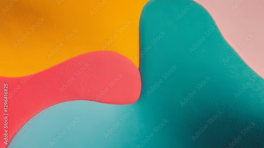 Poster abstract composition of soft felt shapes with vibrant colors for modern design