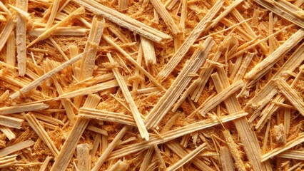 Detailed Texture of Interwoven Light Brown Wood Shavings, Ideal for Backgrounds and Design Projects
