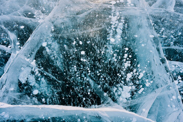 Cracked Ice and Trapped Methane Bubbles, Lake Baikal