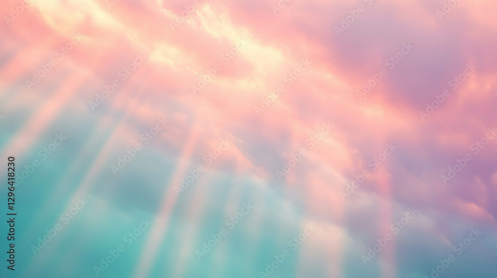 Poster tranquil pastel sky with soft light and gentle fog for serene background designs