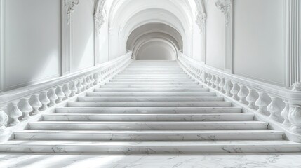 Obraz premium Grand White Marble Staircase in Majestic Hallway
