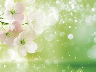 Delicate Spring Blossoms on Light Green Bokeh Background Floral Springtime Nature Wallpaper