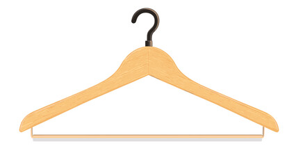 Wooden wood coat hanger vector illustration isolated on white background