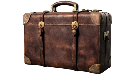 Journey's Companion: A classic leather suitcase, exuding an air of vintage elegance and seasoned travels, stands ready for new adventures, a testament to the allure of exploration.