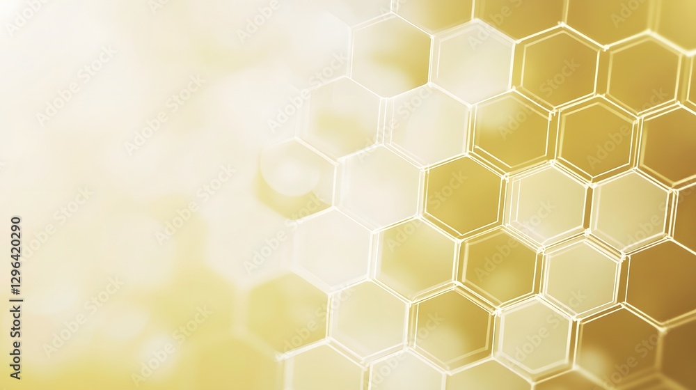 Poster abstract honeycomb pattern showing a gradient of yellow and gold tones