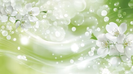 Elegant White Blossoms Spring Floral Background Soft Green Bokeh Nature Wallpaper