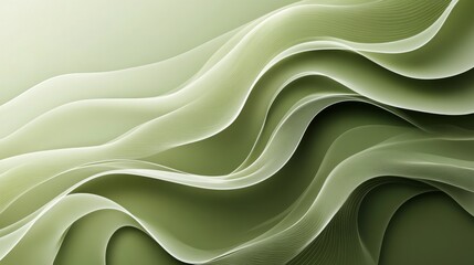Obraz premium Abstract flowing wavy lines of green and white on display