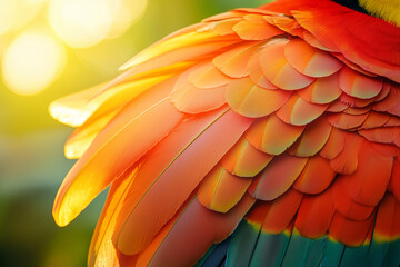 Obraz premium Colorful bird feathers glowing in sunlight