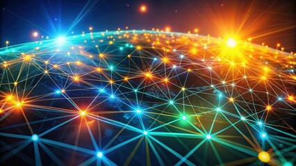 Obraz premium Global Network Connectivity A Visualization of Interconnectedness and Data Flow Across the Planet