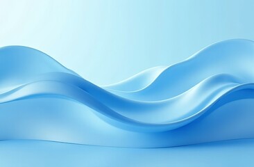 Fototapeta premium Abstract 3D background with shiny plastic flounces in pastel blue tones. Ideal for branding, web design or product packaging. Created using digital technology and glossy futuristic aesthetics