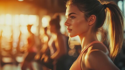 Energetic individuals gather in a brightly lit gym, sweat glistening as they push their physical limits through a variety of exercises.