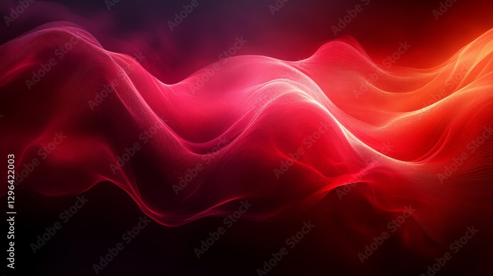 Poster abstract undulating fiery lines with gradient colored illumination in design