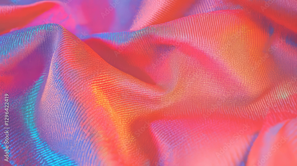 Poster Vibrant abstract textile background with soft colorful fabric texture