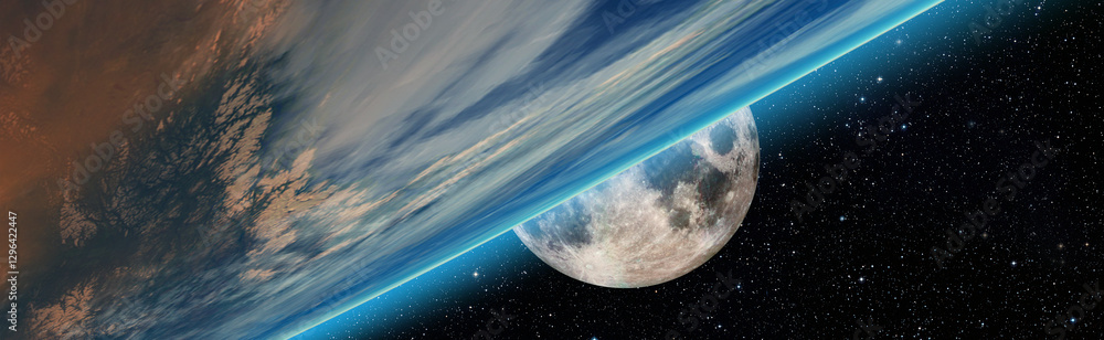 Aufkleber the moon as seen from the surface of the earth 