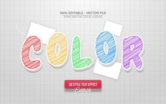 Colorful pencil sketch text effect editable