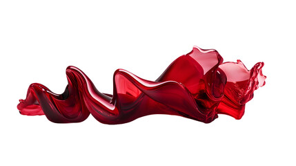Deep red oil paint splash forming abstract shapes, slow motion, macro shot, cut out, transparent background