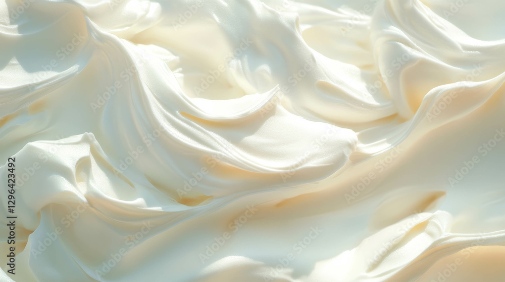 Poster Smooth texture of soft whipped cream for culinary and design backgrounds