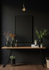 Modern Minimalist Interior with Dark Accents  