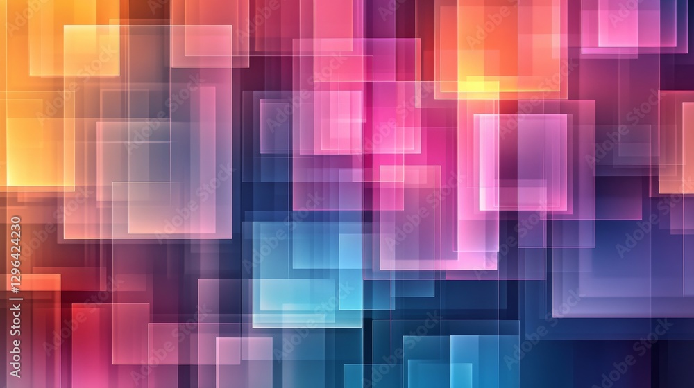 Poster abstract geometric shapes overlapping with various colorful hues