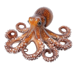 Octopus isolated on transparent background. Generative AI