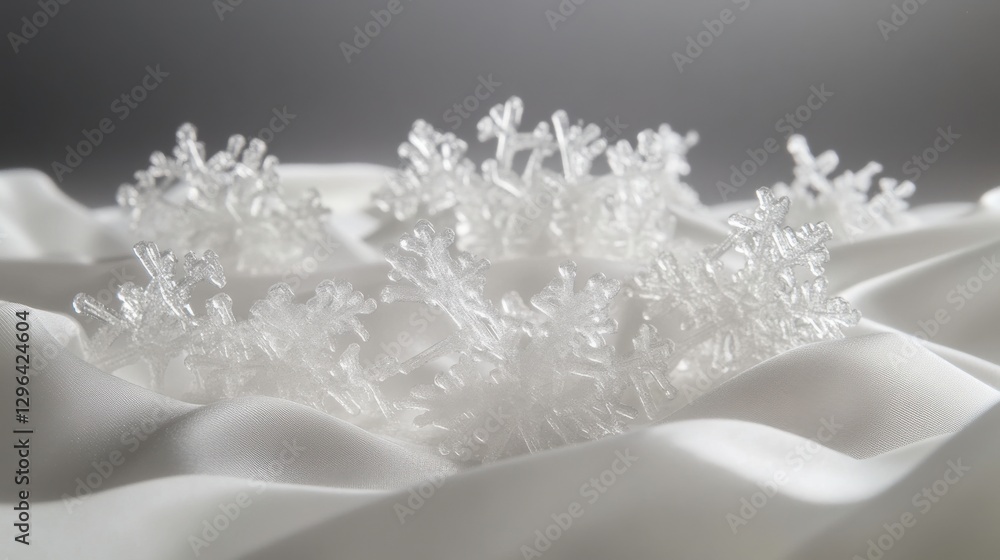 Poster delicate frost patterns on a fabric backdrop