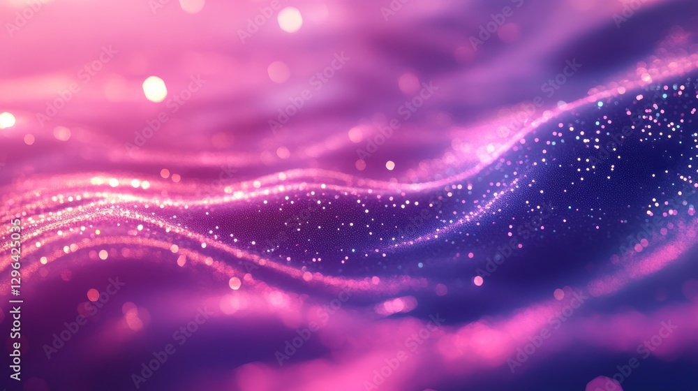 Poster abstract flowing waves of sparkling light and color