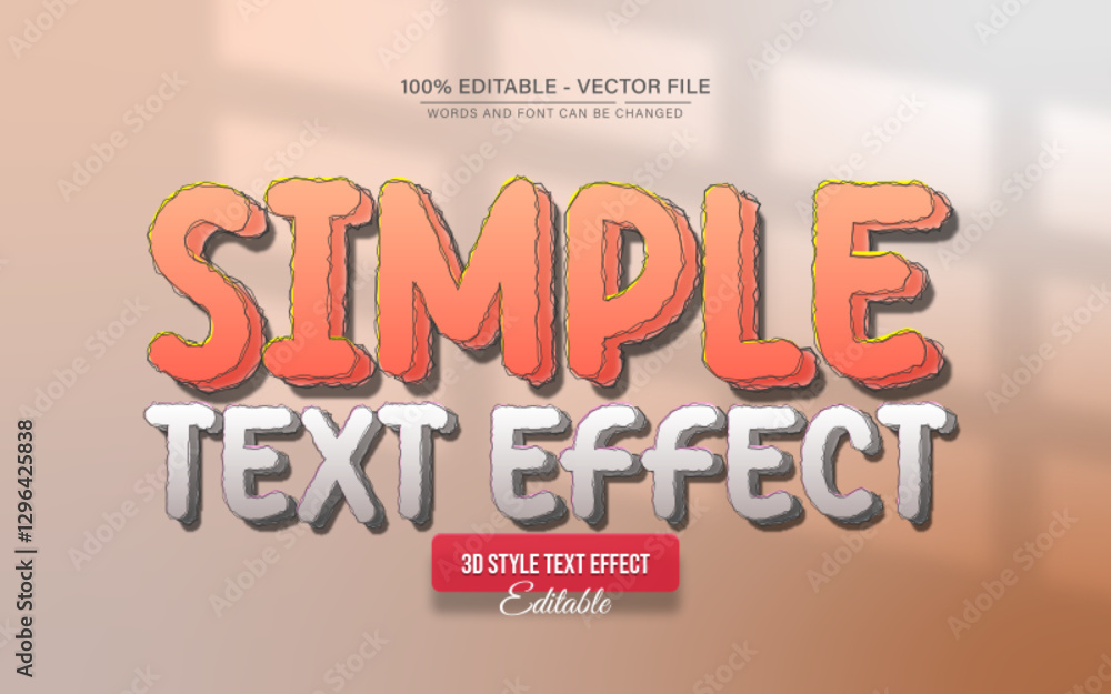 Poster orange simple 3d text effect editable