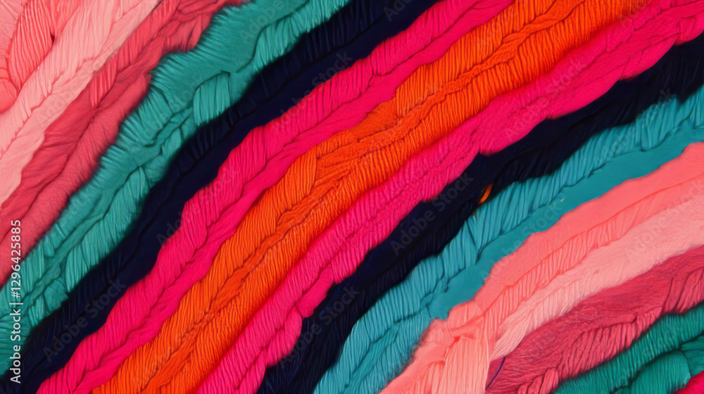 Poster colorful embroidery texture background with stitched patterns for creative design