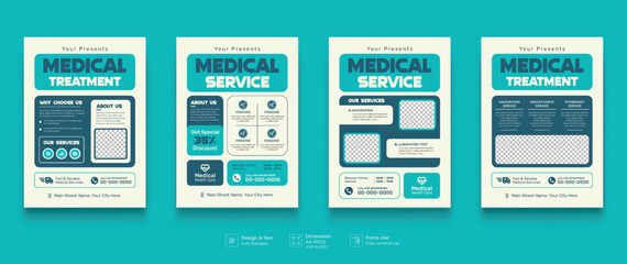 Set of medical flyer, health care flyer design templates in A4 size.