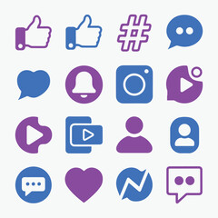 Social Media Icons Set. Editable vector icon. Perfect for web and app interfaces, presentations, info graphics, etc. 
