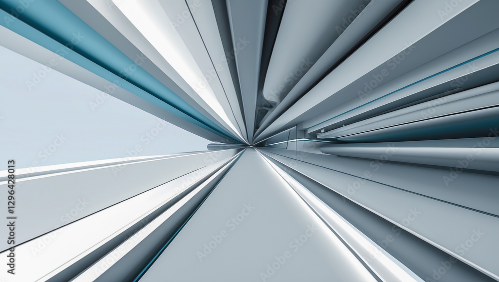 Poster futuristic abstract perspective with metallic structures
